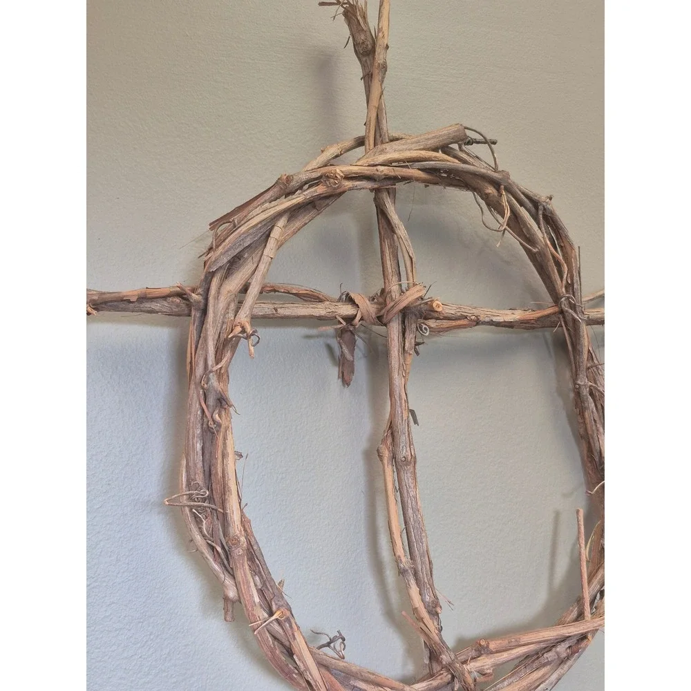 Natural Grapevine Cross Wreath 16x18 Rustic Primitive Farmhouse Wall Decor Gift